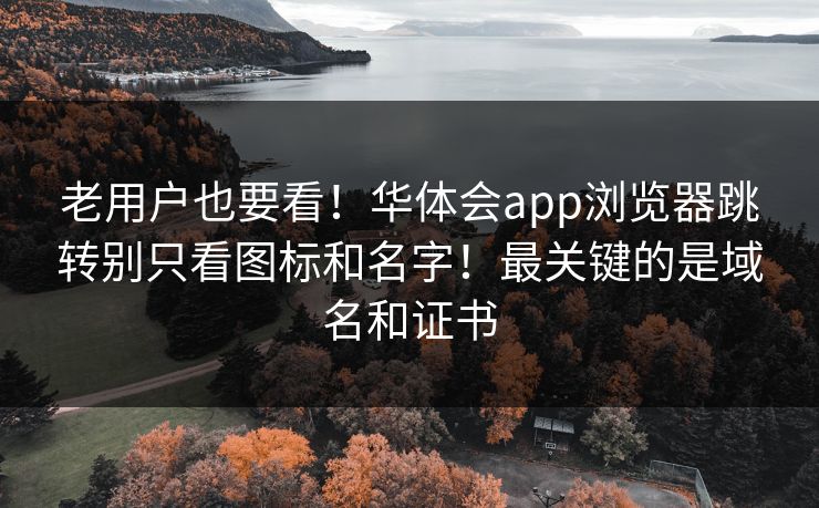 老用户也要看！华体会app浏览器跳转别只看图标和名字！最关键的是域名和证书