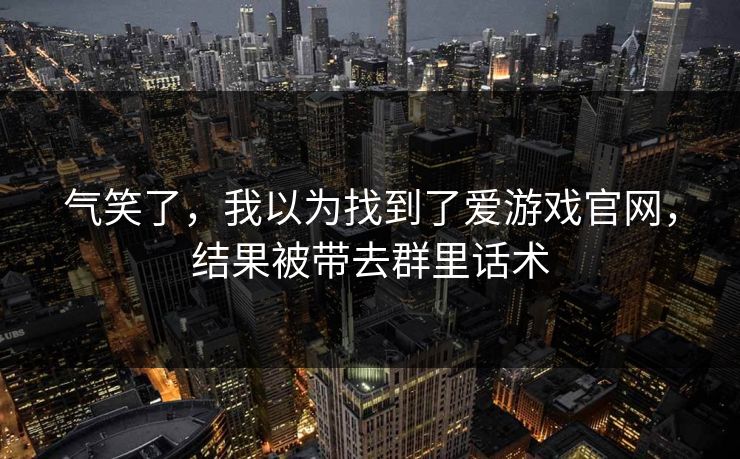 气笑了，我以为找到了爱游戏官网，结果被带去群里话术